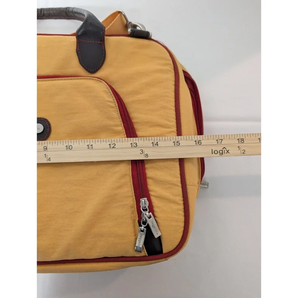 Baggallini Nylon Yellow Laptop Briefcase Messsenger Bag Pockets With ID Wallet